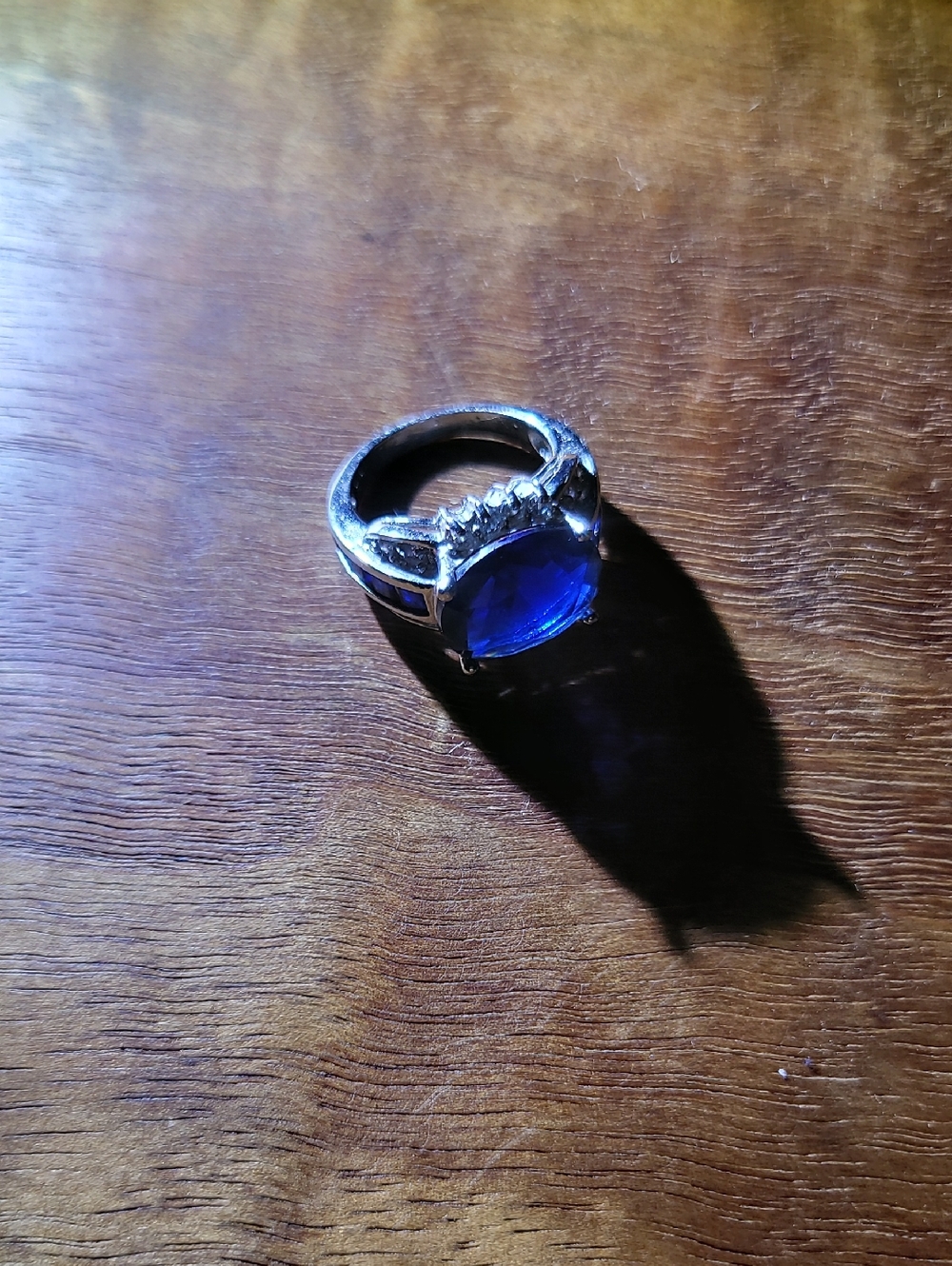 925 Silver Ring with Deep Blue Gemstone. Size 8.5